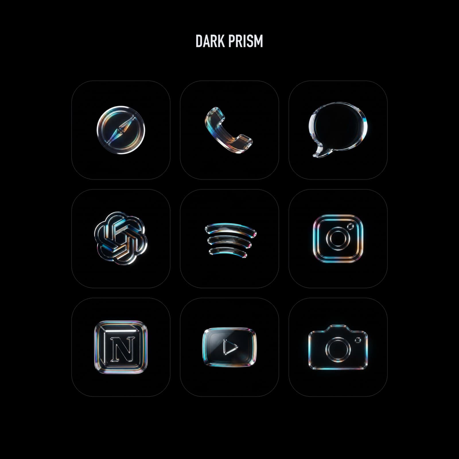 Dark Prism glass icons